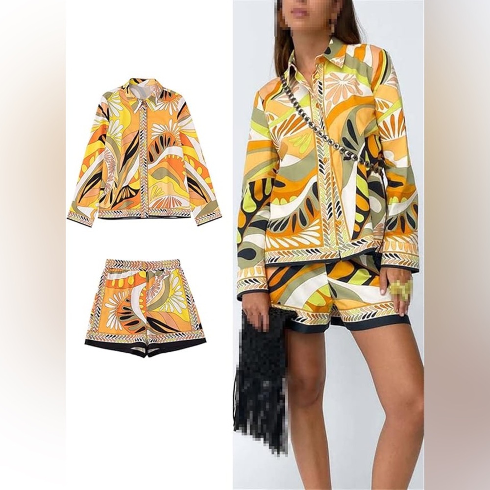 Not for sale ZARA Shirt Abstract Retro Print Button Down Shirt (item #A16) - Picture 4 of 13